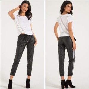 N:Philanthropy Faux Leather Black Joggers